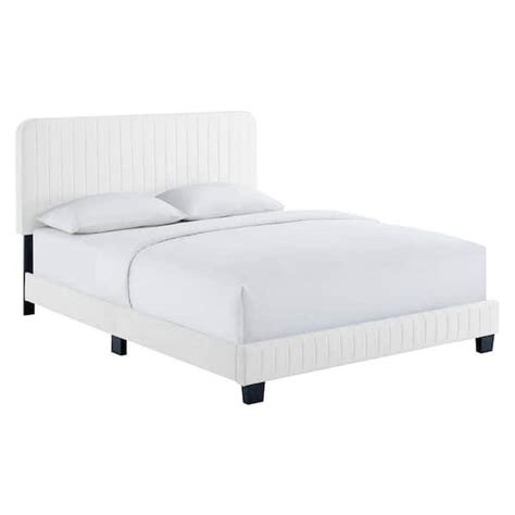 Celine White Channel Tufted Performance Velvet King Platform Bed